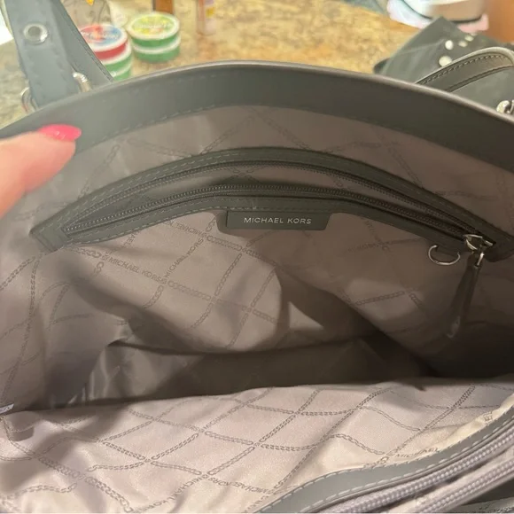 Michael Kors Gray Monogram Tote Bag - Picture 7 of 8